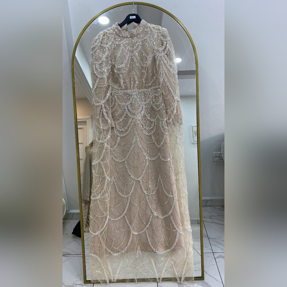 Costume Made Elegant Cream Beaded Dress